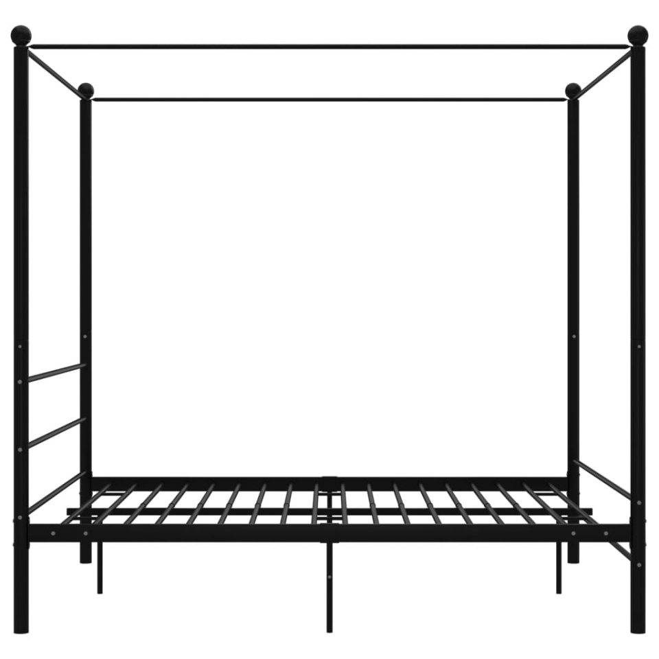 Cadru de pat cu baldachin, negru, 160x200 cm, metal - 2 | YEO