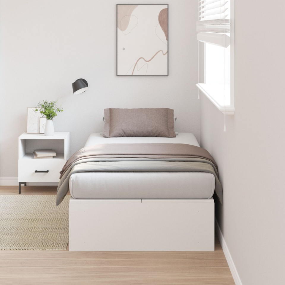 Cadru de pat cu depozitare Alb 90x190 cm