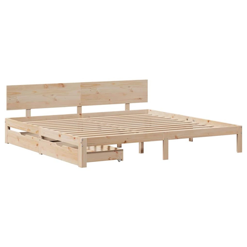 Cadru de pat cu sertare 180x200 cm lemn masiv pin - 2 | YEO