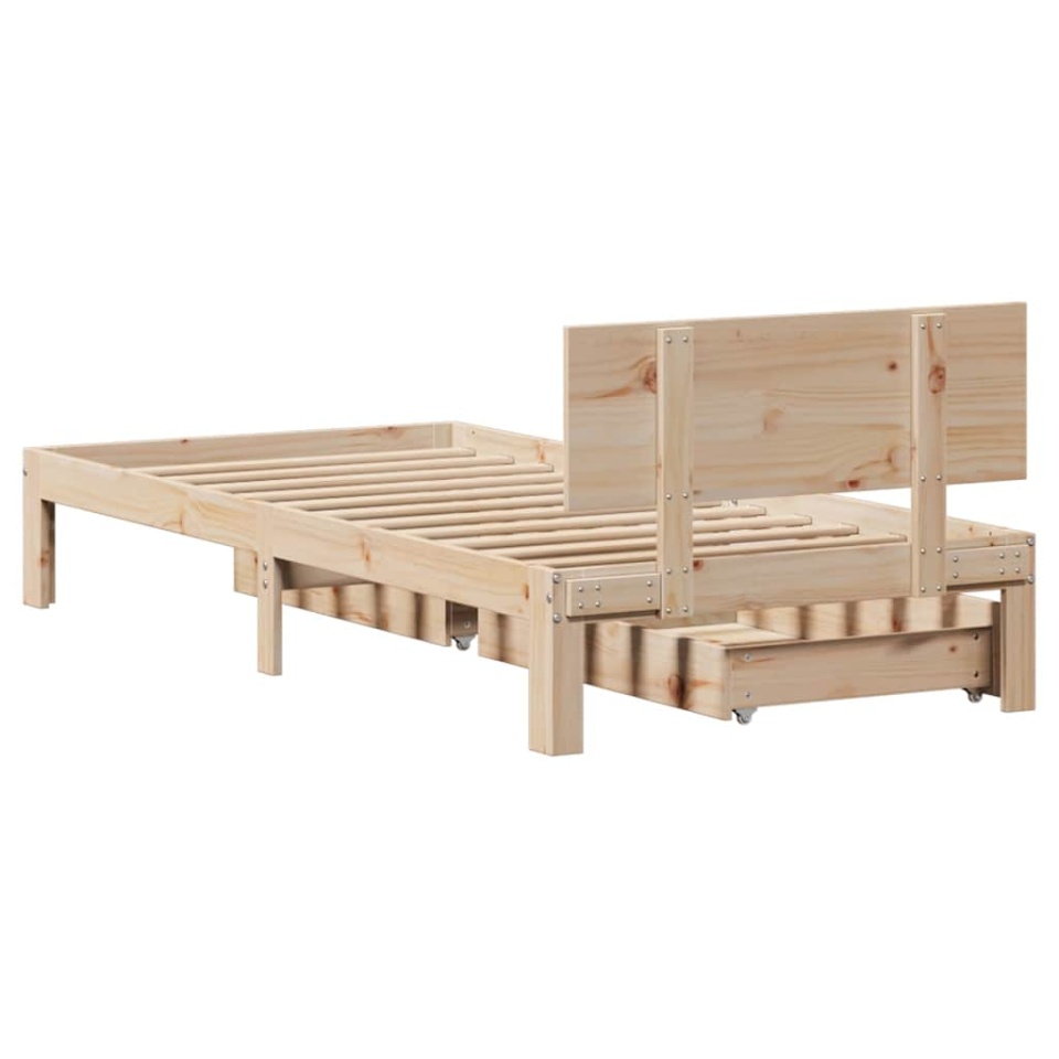 Cadru de pat cu sertare, 90x200 cm, lemn masiv pin - 4 | YEO