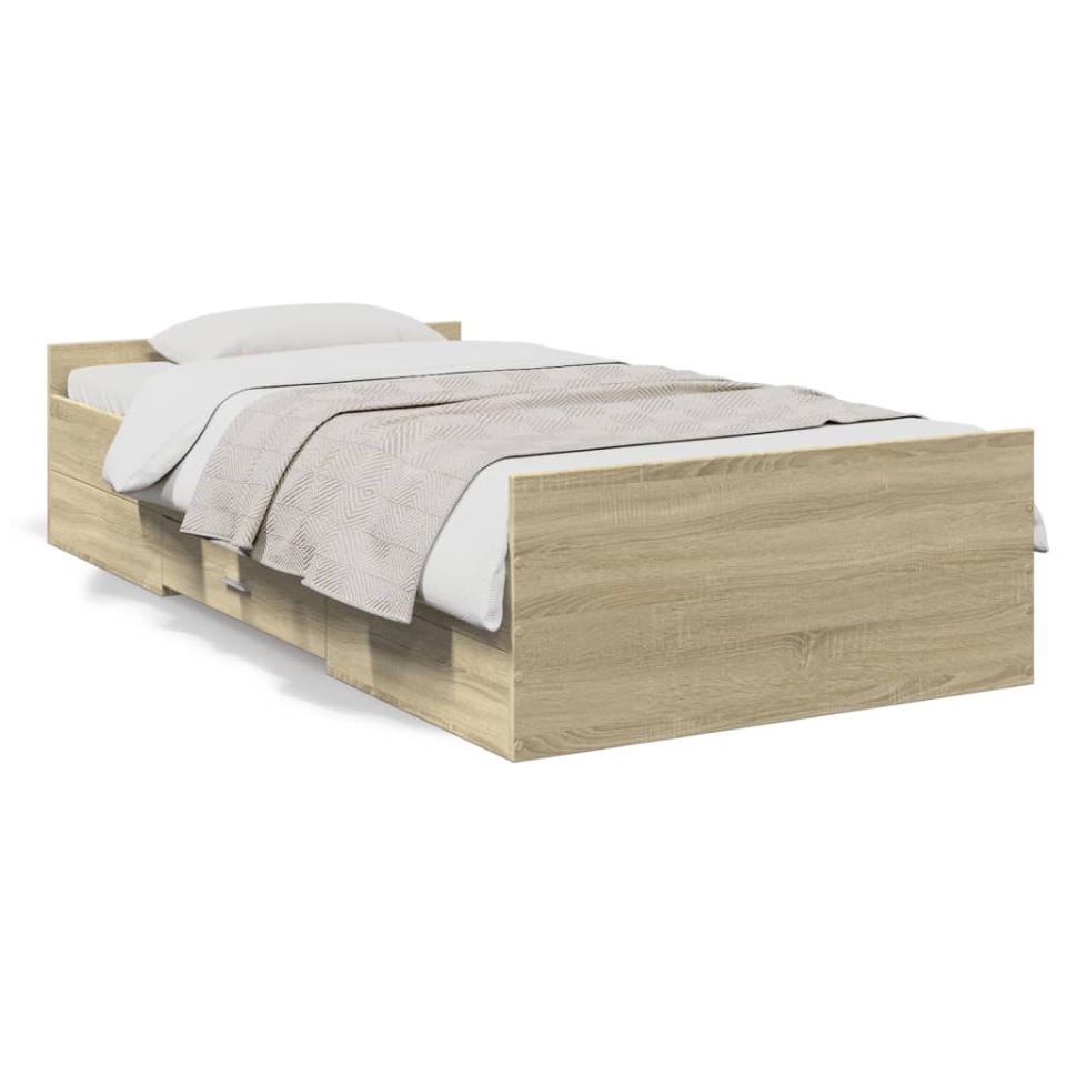 Cadru de pat cu sertare stejar sonoma 90x190 cm lemn prelucrat - 1 | YEO
