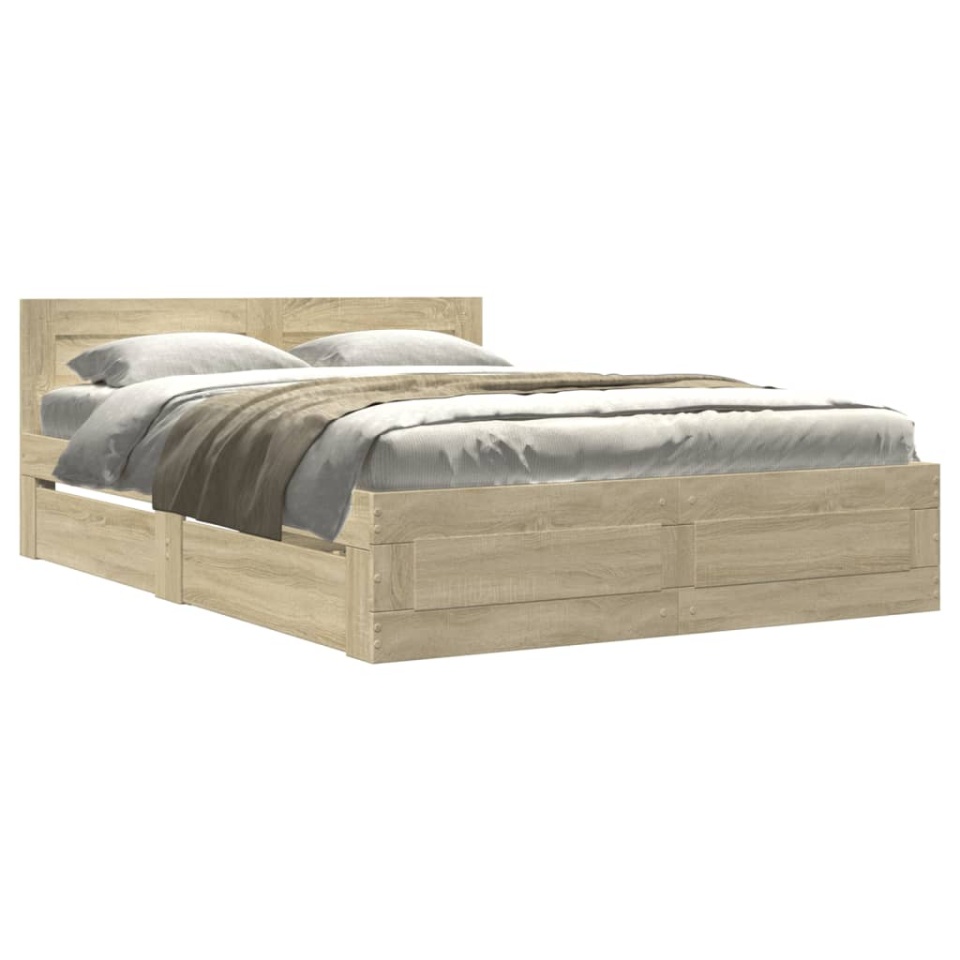 Cadru de pat cu tăblie stejar sonoma 120x190 cm lemn prelucrat - 1 | YEO