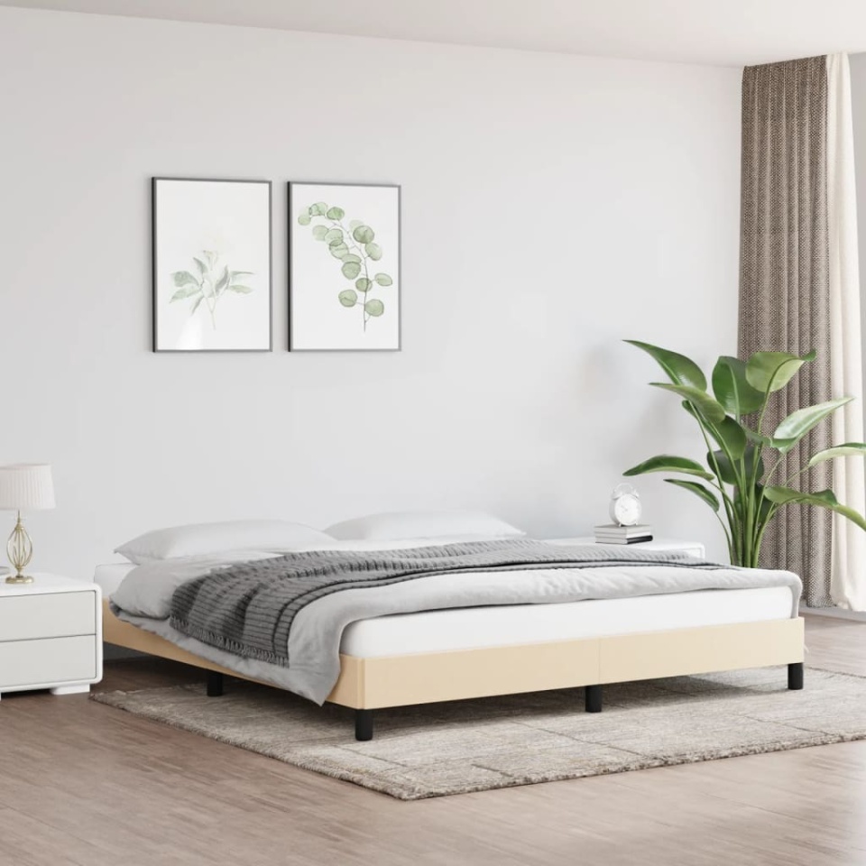 Cadru de pat fără saltea, crem, 160x200 cm, textil