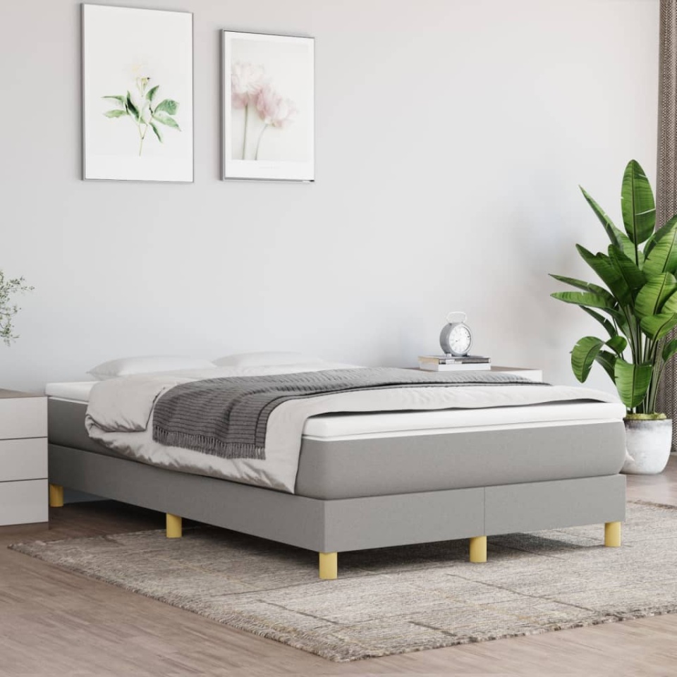 Cadru de pat fără saltea, gri deschis, 120x200 cm, textil