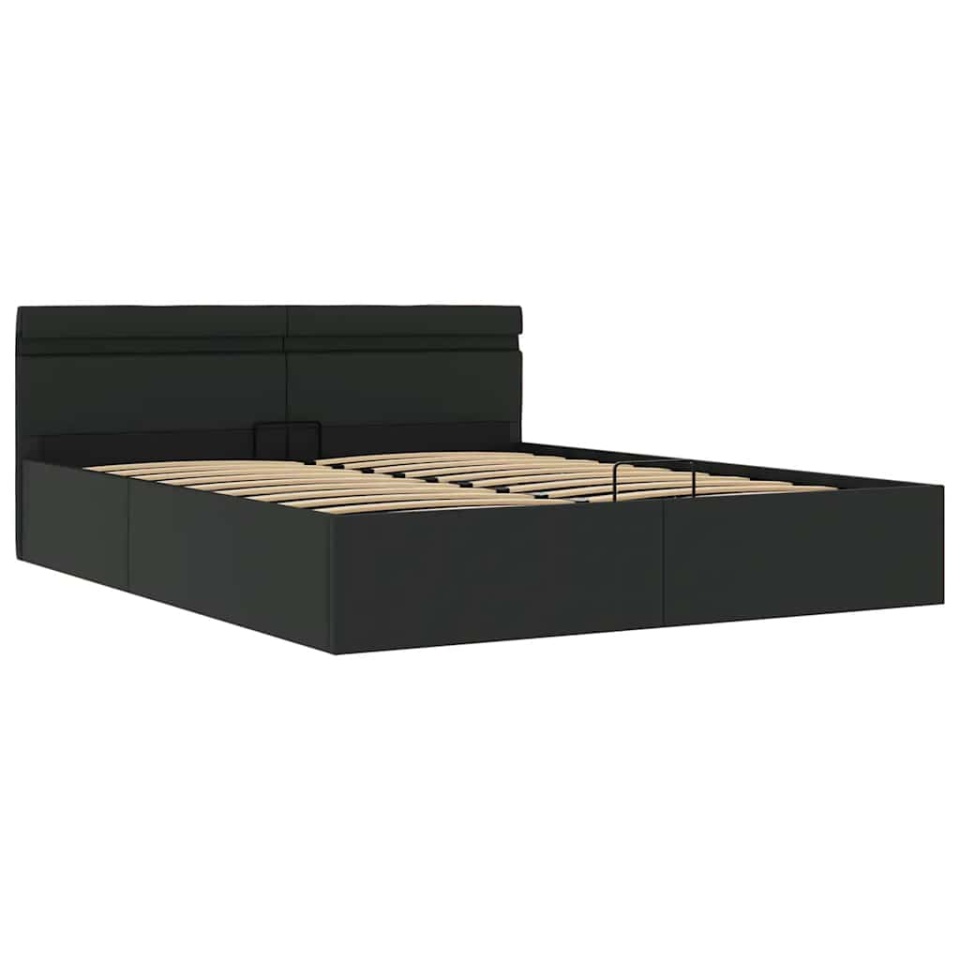 Cadru de pat hidraulic cu ladă LED negru 180 x 200 cm piele eco - 2 | YEO