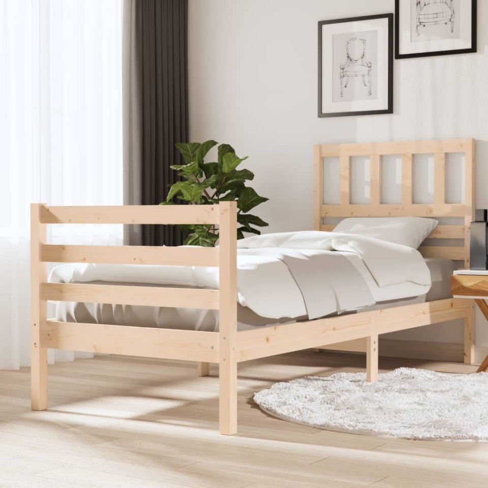 Cadru de pat single, 90x190 cm, lemn masiv