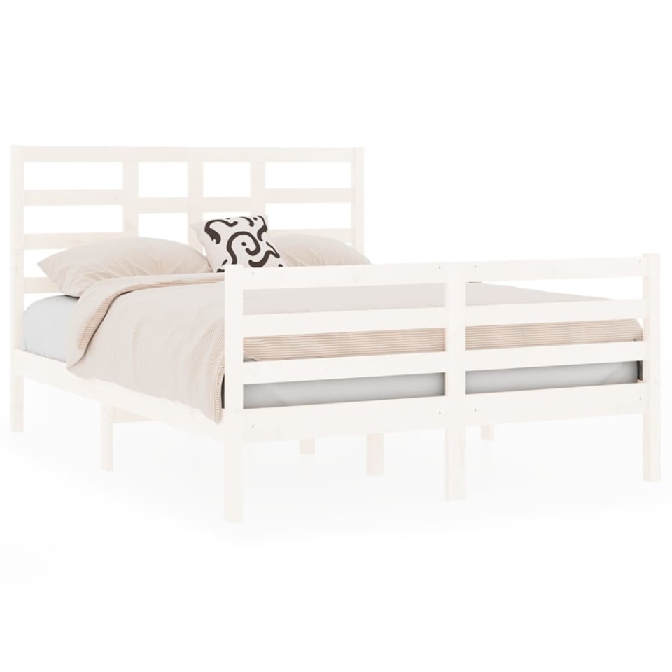 Cadru pat, alb, 140x190 cm, lemn masiv - 1 | YEO