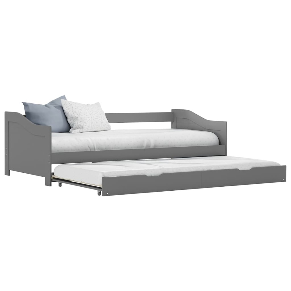 Cadru pat canapea, extensibil, gri, 90 x 200 cm, lemn de pin