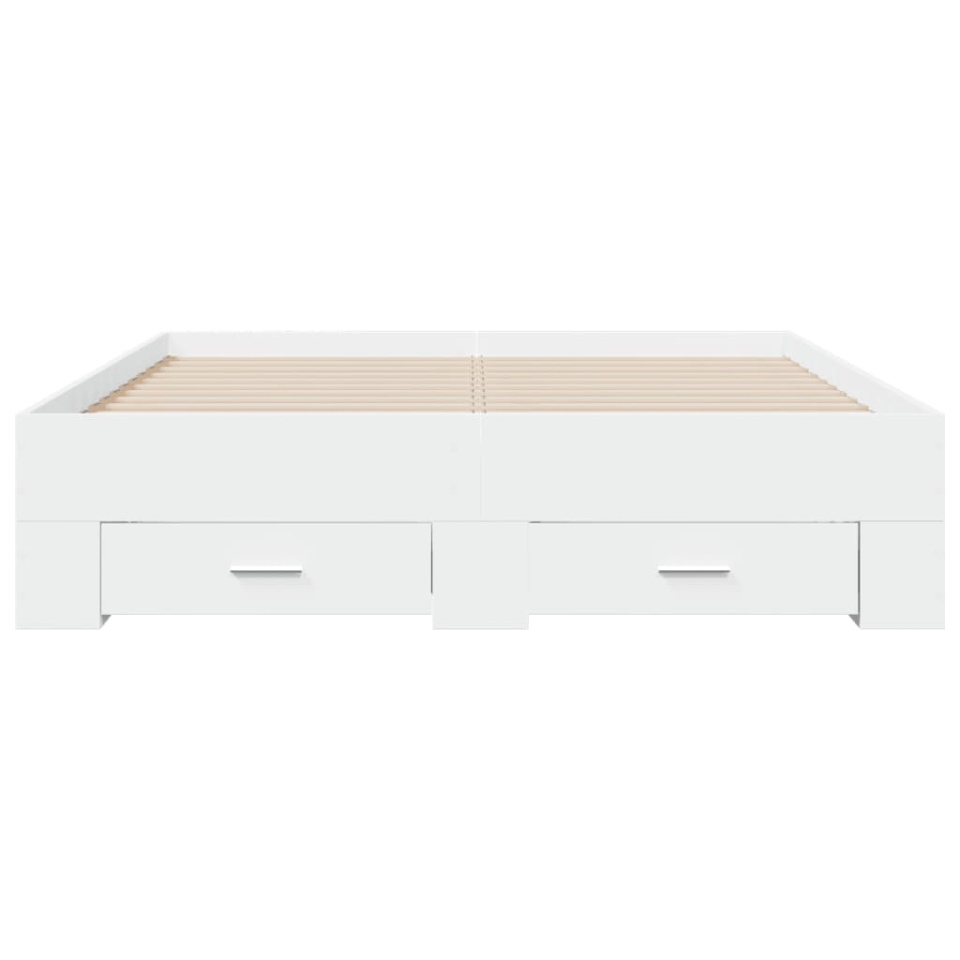 Cadru pat cu sertare alb extralucios 140x190 cm, lemn prelucrat - 3 | YEO