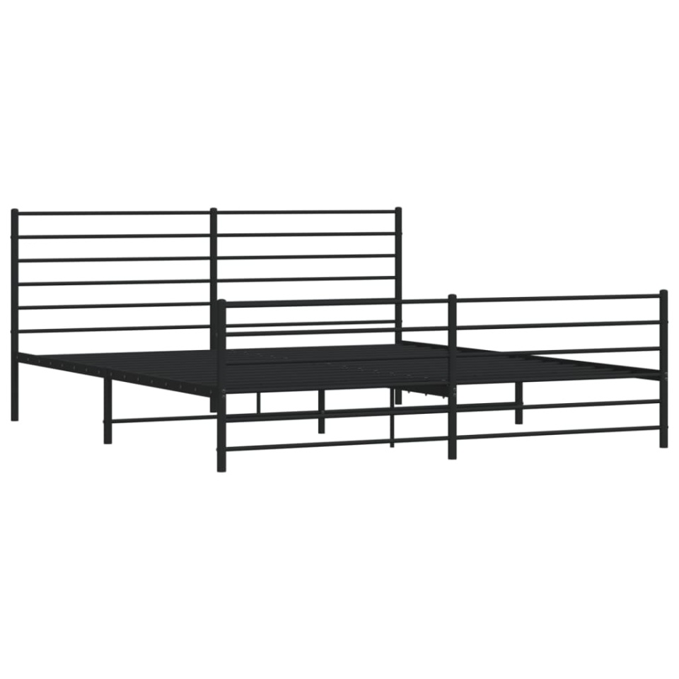 Cadru pat fără saltea, tăblie de picioare negru 180x200cm metal - 2 | YEO