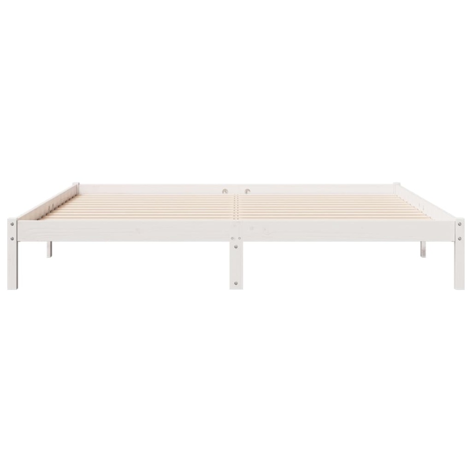 Cadru pat foarte lung fără saltea alb 180x210 cm lemn masiv pin - 3 | YEO