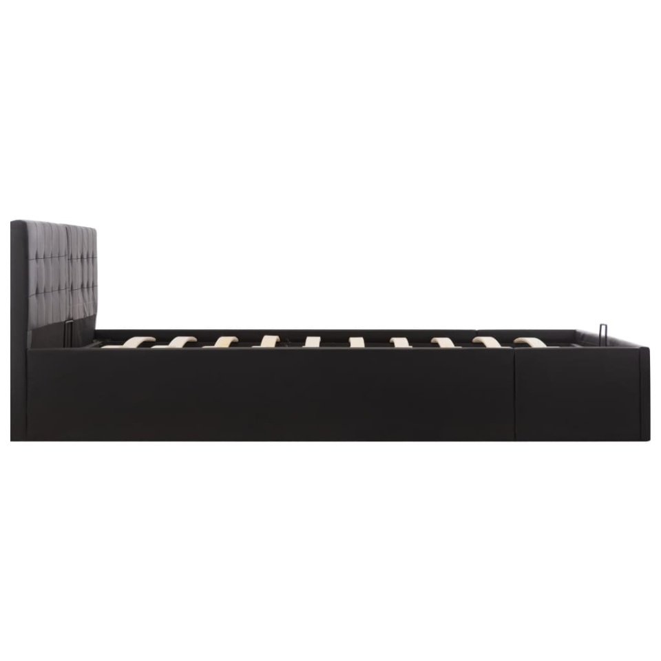 Cadru pat hidraulic cu ladă, negru, 180x200 cm, piele ecologică - 3 | YEO