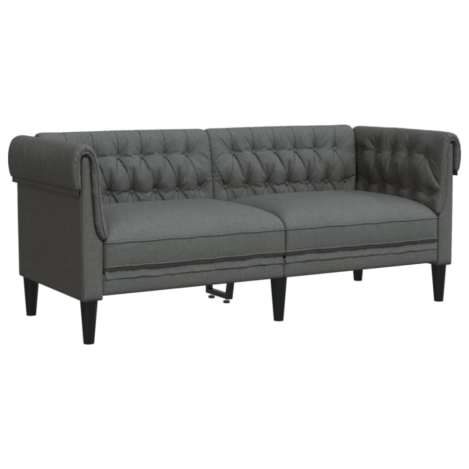 Canapea Chesterfield cu 2 locuri, gri închis, material textil - 1 | YEO
