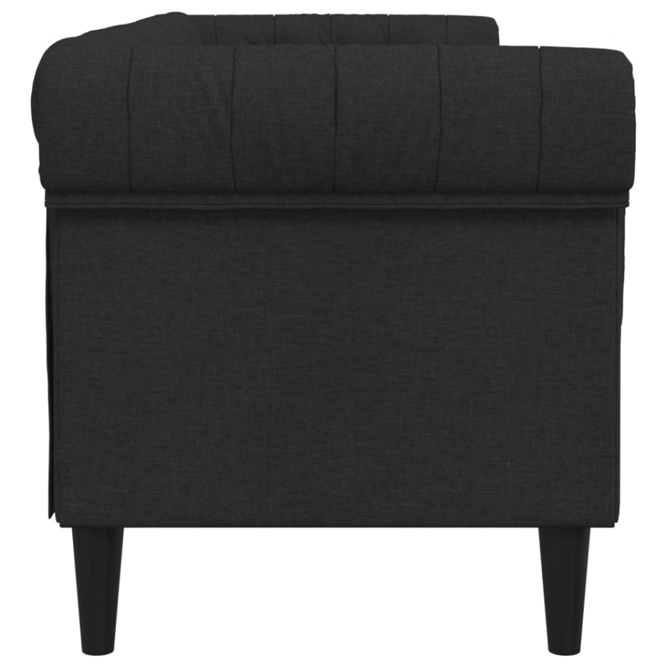 Canapea Chesterfield cu 3 locuri, negru, material textil