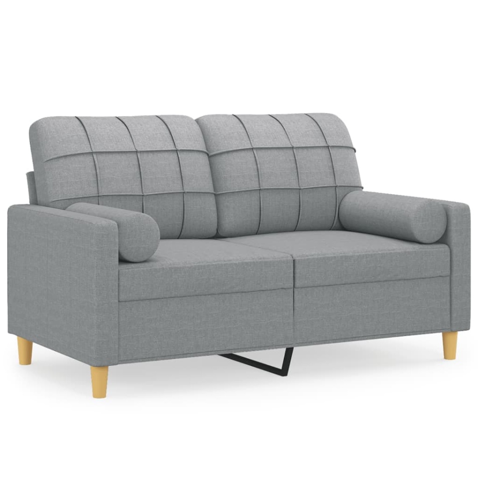 Canapea cu 2 locuri cu pernuțe, gri deschis, 120 cm, textil - 1 | YEO