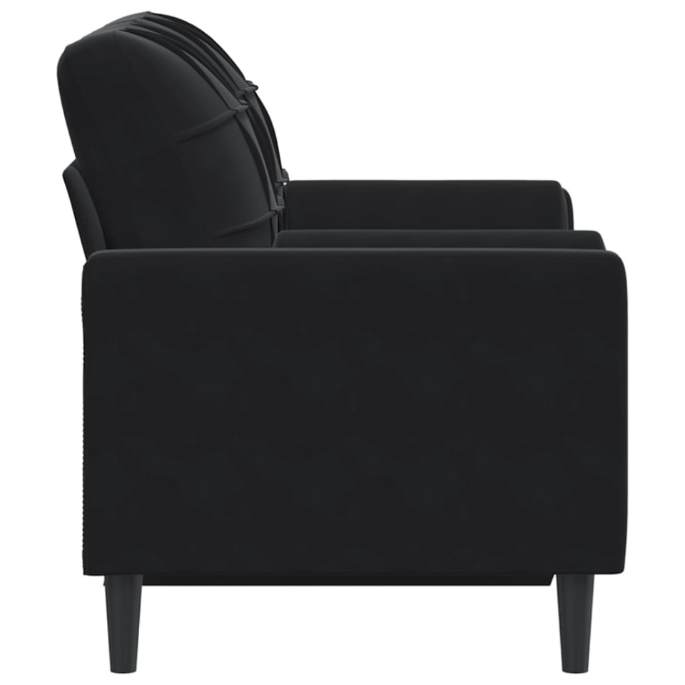 Canapea cu 2 locuri cu pernuțe, negru, 120 cm, catifea - 3 | YEO