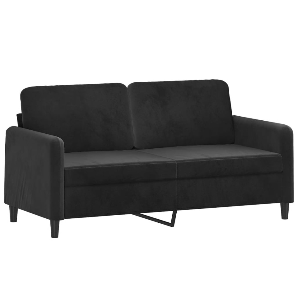 Canapea cu 2 locuri cu pernuțe, negru, 140 cm, catifea - 3 | YEO