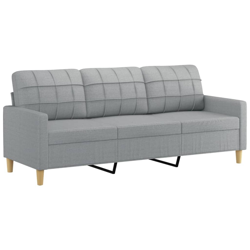 Canapea cu 3 locuri cu pernuțe, gri deschis, 180 cm, textil - 3 | YEO