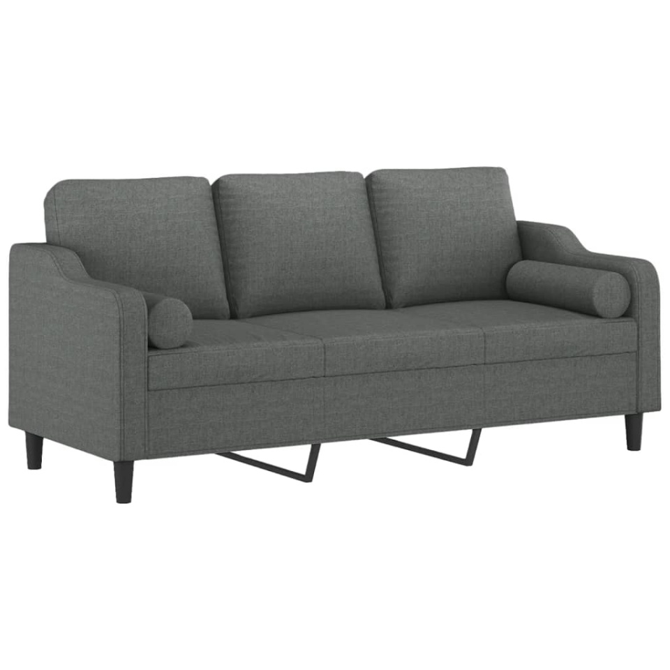 Canapea cu 3 locuri cu pernuțe, gri închis, 180 cm, textil - 2 | YEO