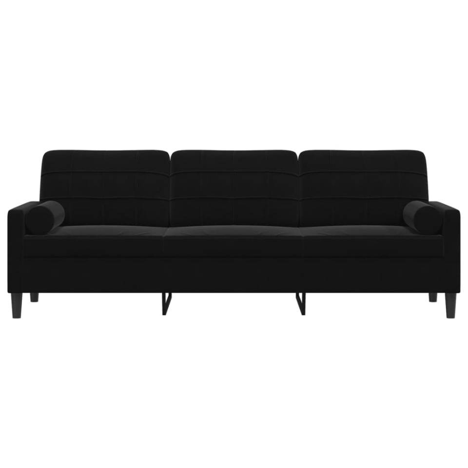 Canapea cu 3 locuri cu pernuțe, negru, 210 cm, catifea - 2 | YEO