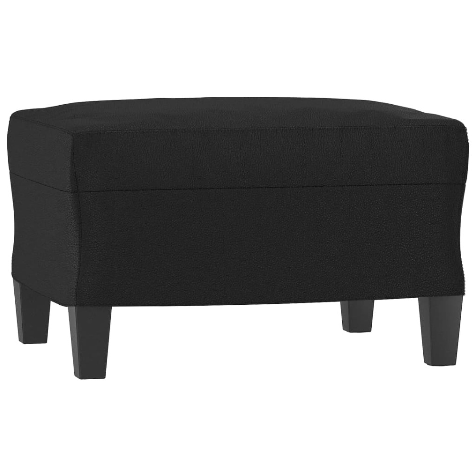 Canapea cu 3 locuri și taburet, negru, 180 cm, piele ecologică - 3 | YEO