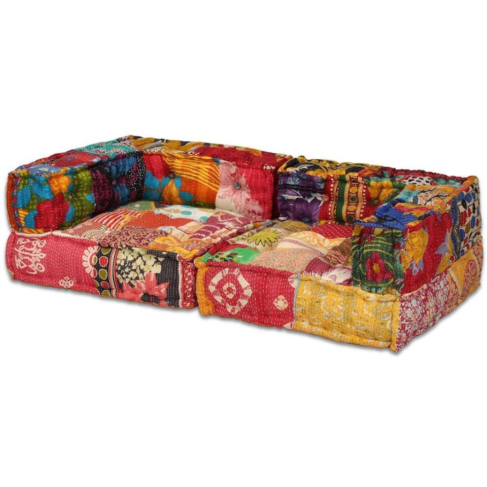 Canapea puf modulară cu 2 locuri, petice, material textil - 2 | YEO