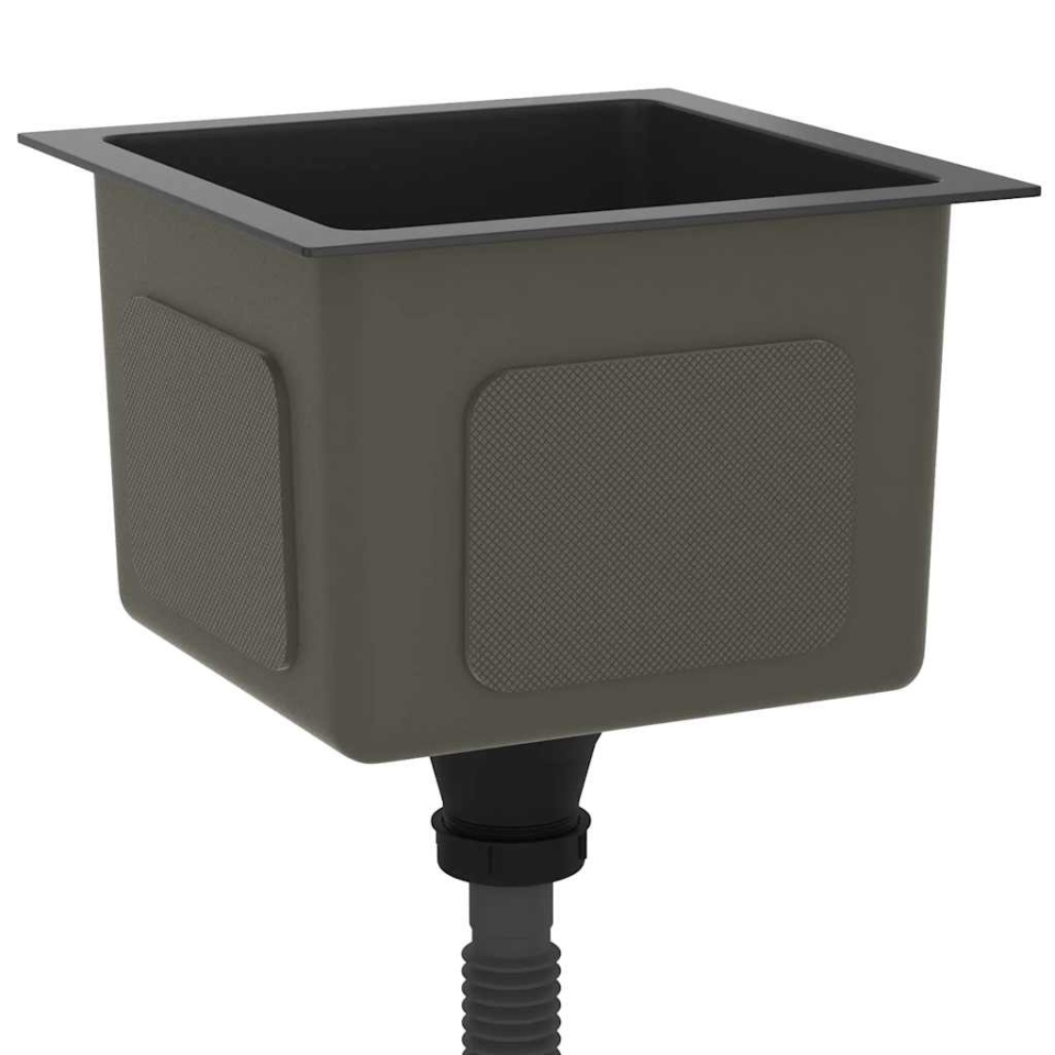 Chiuvetă de bucătărie lucrată manual, negru, oțel inoxidabil - 3 | YEO