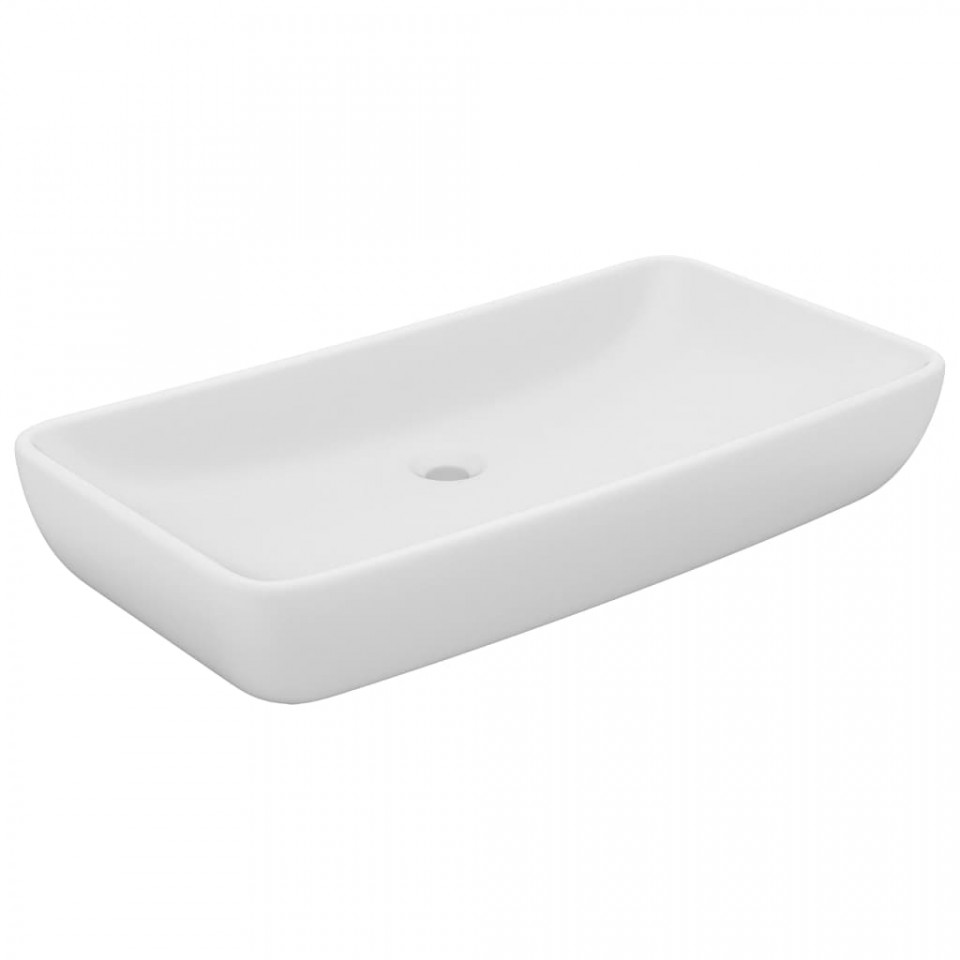 Chiuvetă dreptunghiulară de lux, alb mat, 71 x 38 cm, ceramică - 1 | YEO