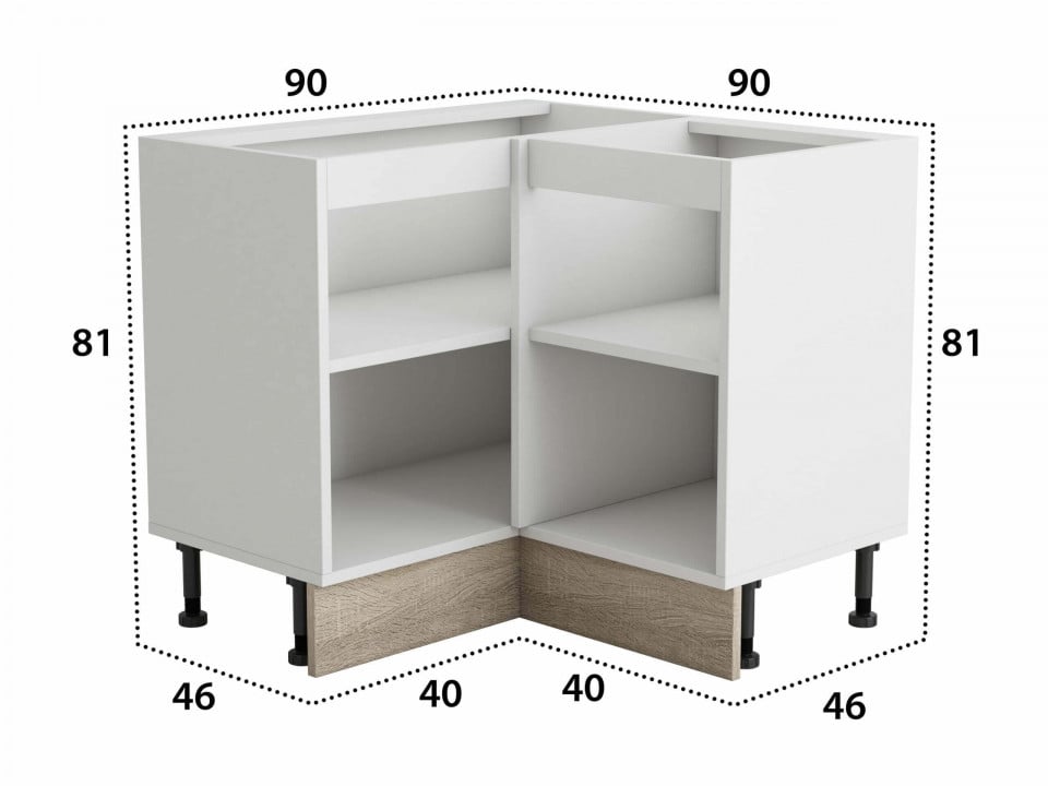 Coltar Alfa, Alb Sonoma, PAL, 90x81x46 cm