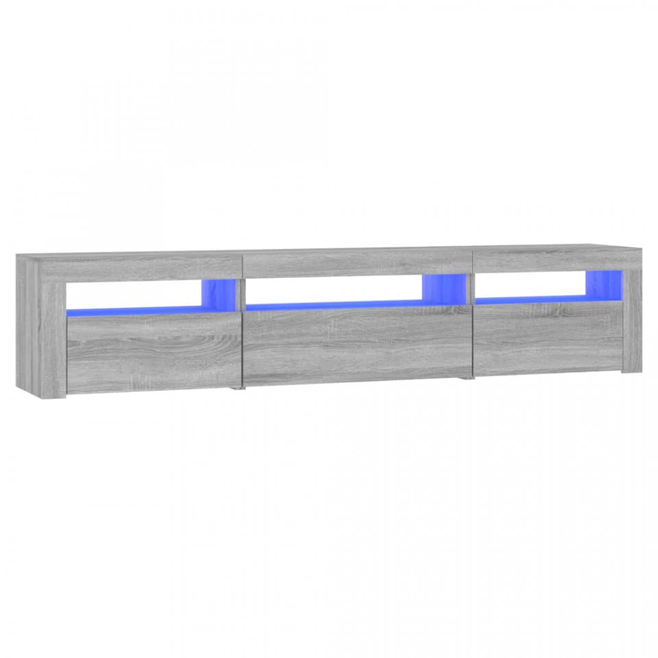 Comodă TV cu lumini LED, gri sonoma, 195x35x40 cm - 1 | YEO