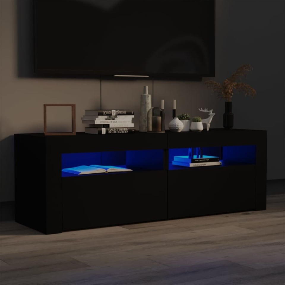 Comodă TV cu lumini LED, negru, 120x35x40 cm