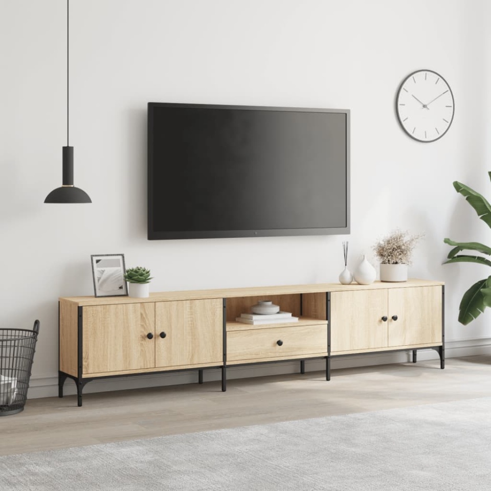 Comodă TV cu sertar, stejar sonoma, 200x25x44 cm lemn prelucrat - 2 | YEO