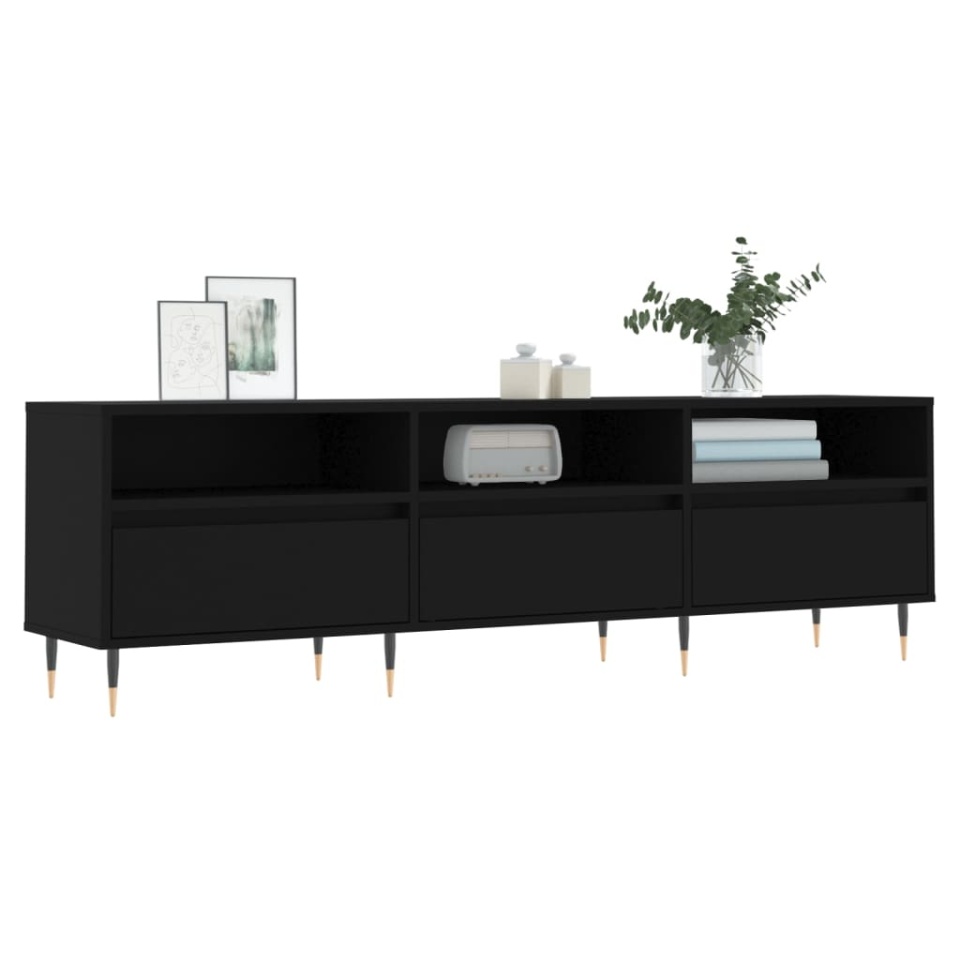 Comodă TV, negru, 150x30x44,5 cm, lemn prelucrat - 2 | YEO