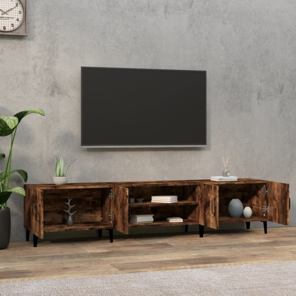 Comodă TV, stejar fumuriu, 180x31,5x40 cm, lemn prelucrat - 2 | YEO
