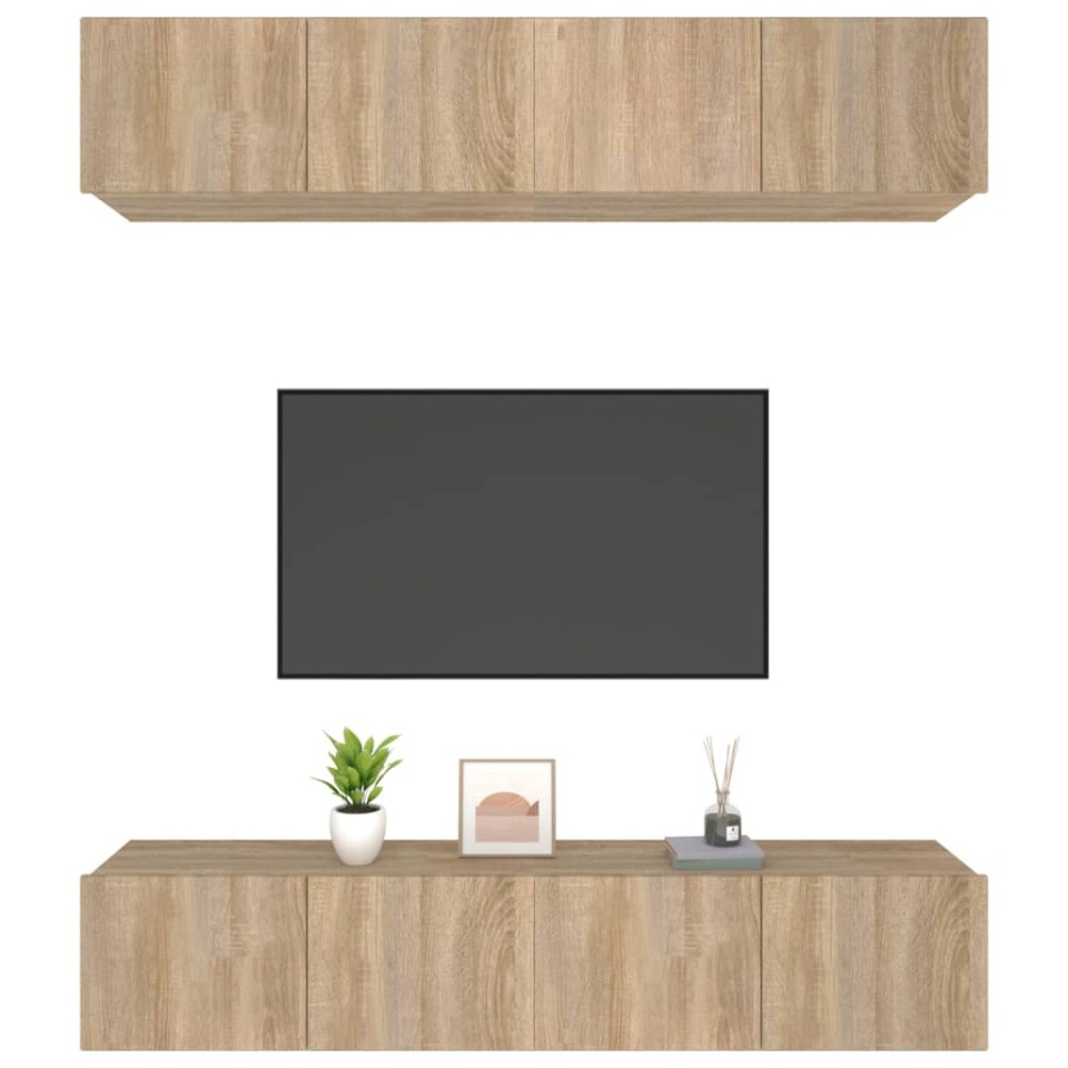 Comode TV, 4 buc., stejar sonoma, 80x30x30 cm, lemn prelucrat - 3 | YEO