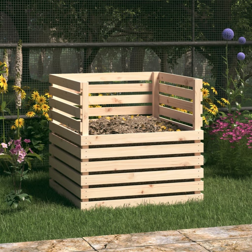 Compostor, 80x80x78 cm, lemn masiv de pin