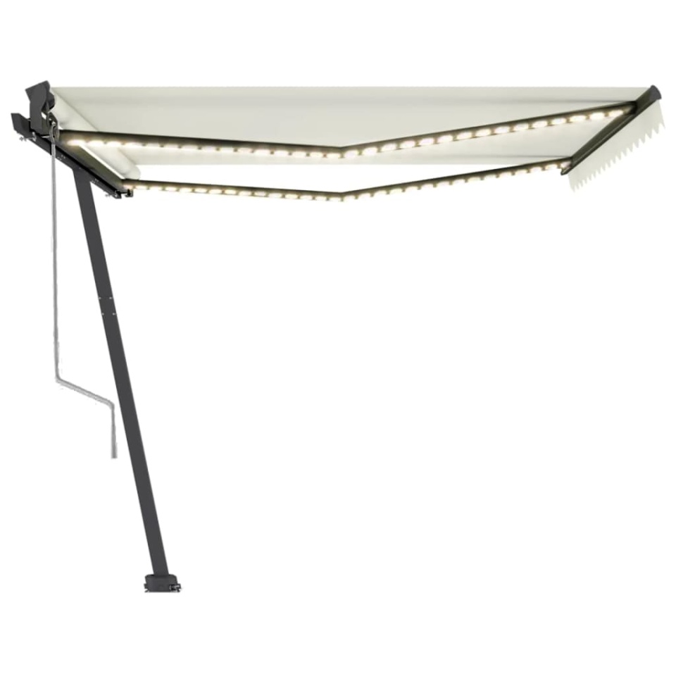 Copertină automată cu LED & senzor vânt, crem, 450x350 cm - 3 | YEO
