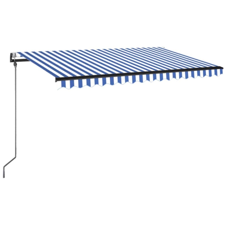 Copertină automată cu senzor vânt&LED, albastru/alb, 400x350 cm - 1 | YEO