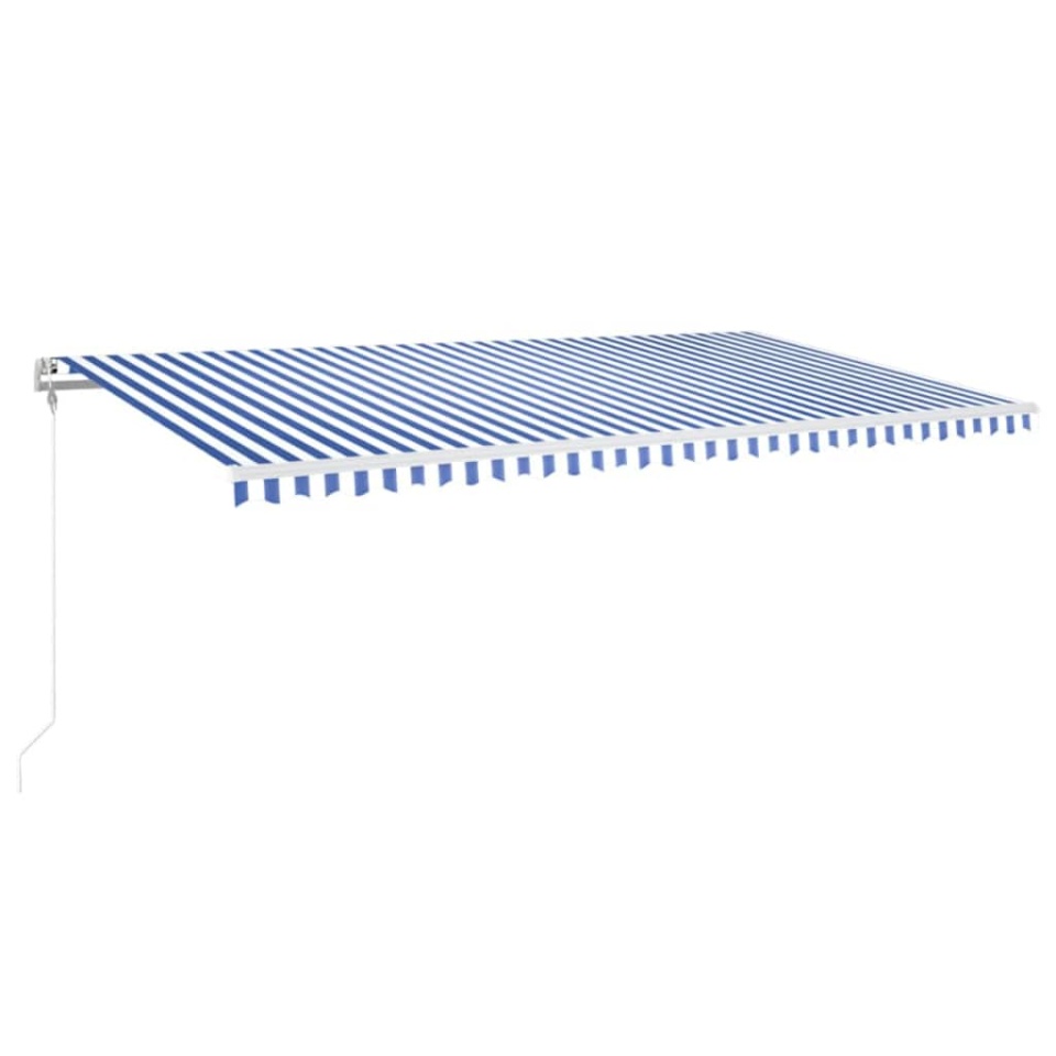Copertină automată cu senzor vânt&LED, albastru&alb, 600x350 cm - 1 | YEO