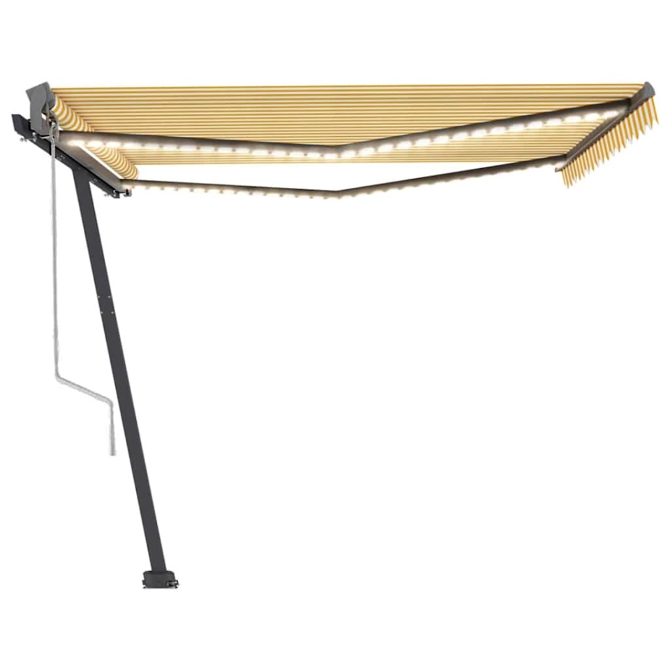 Copertină automată cu senzor vânt & LED, galben&alb, 400x300 cm - 1 | YEO