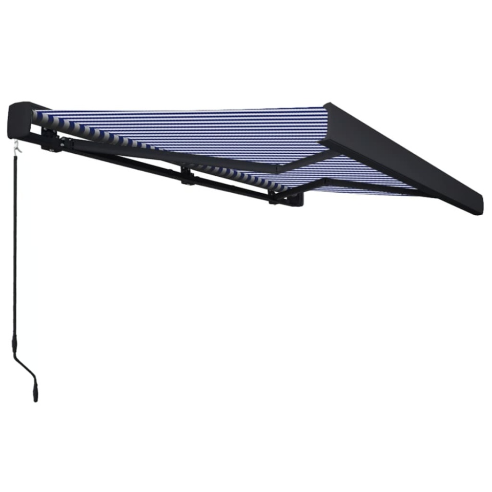 Copertină manuală tip casetă, albastru și alb, 350 x 250 cm - 2 | YEO
