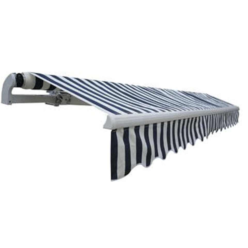 Copertină pliabilă motorizată, 400 cm, albastru/alb - 1 | YEO