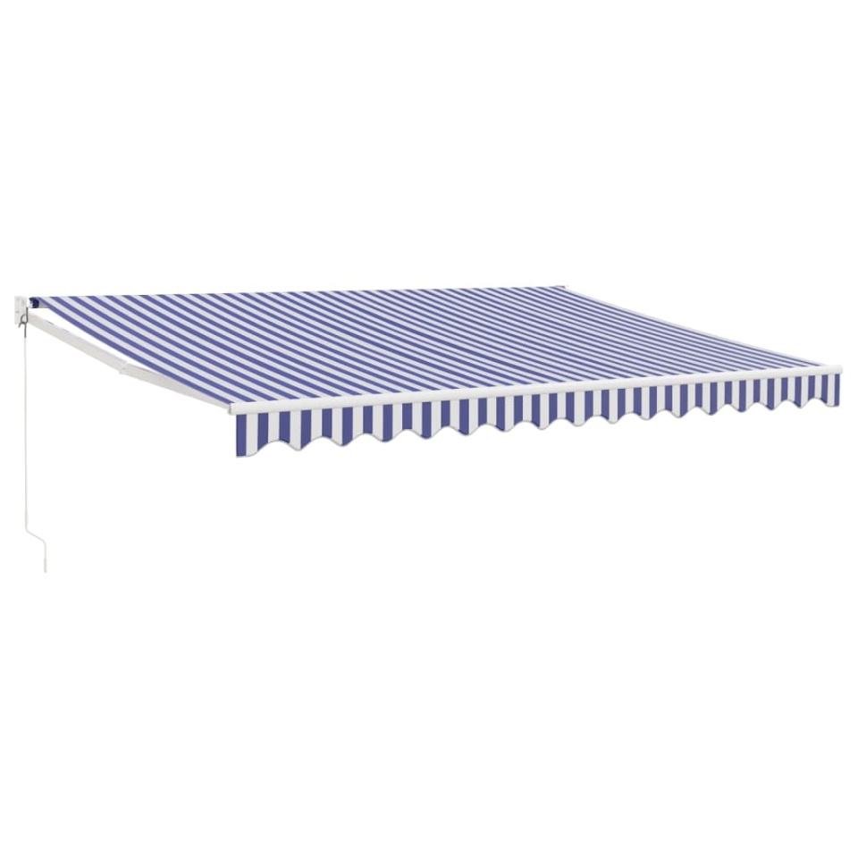 Copertină retractabilă albastru/alb, 4,5x3 m, textil/aluminiu - 1 | YEO