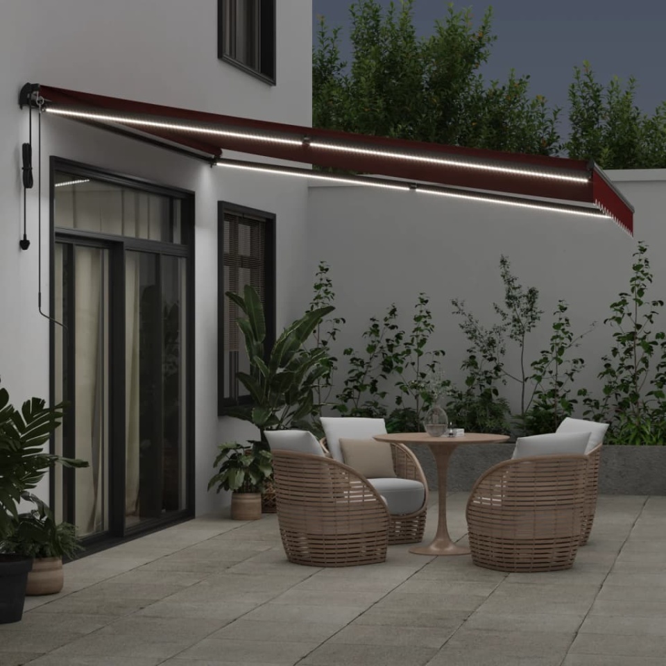 Copertina retractabilă automat cu LED-uri, vișiniu, 400x300 cm - 2 | YEO