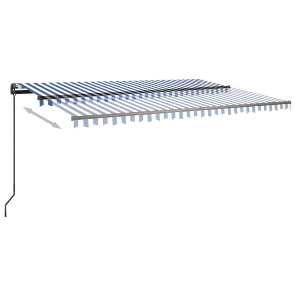 Copertină retractabilă automat cu stâlpi albastru&alb 3,5x2,5 m - 3 | YEO