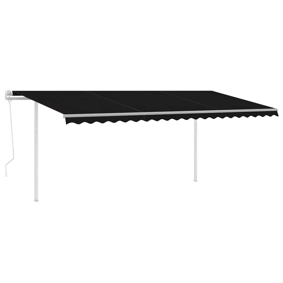 Copertină retractabilă automat, cu stâlpi, antracit, 5x3 m - 1 | YEO