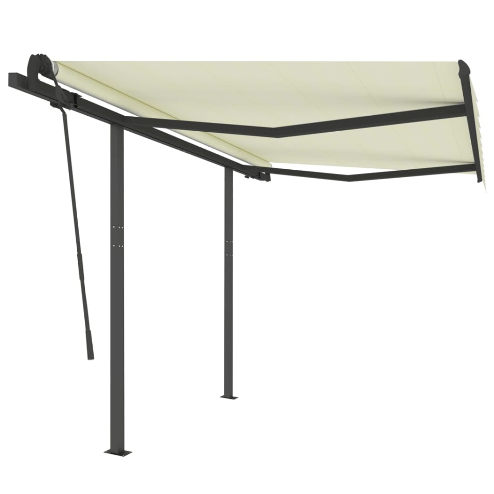 Copertină retractabilă automat cu stâlpi, crem, 3,5x2,5 m - 1 | YEO