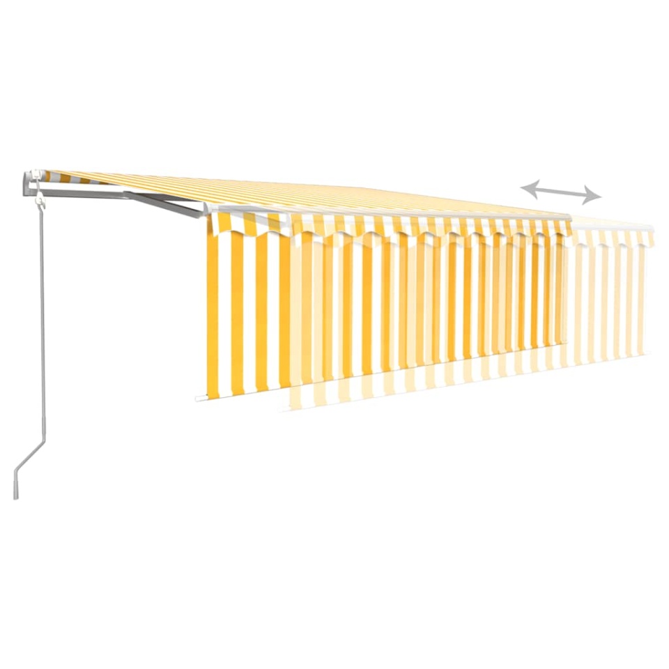 Copertină retractabilă automat cu stor, galben&alb, 4x3 m - 3 | YEO
