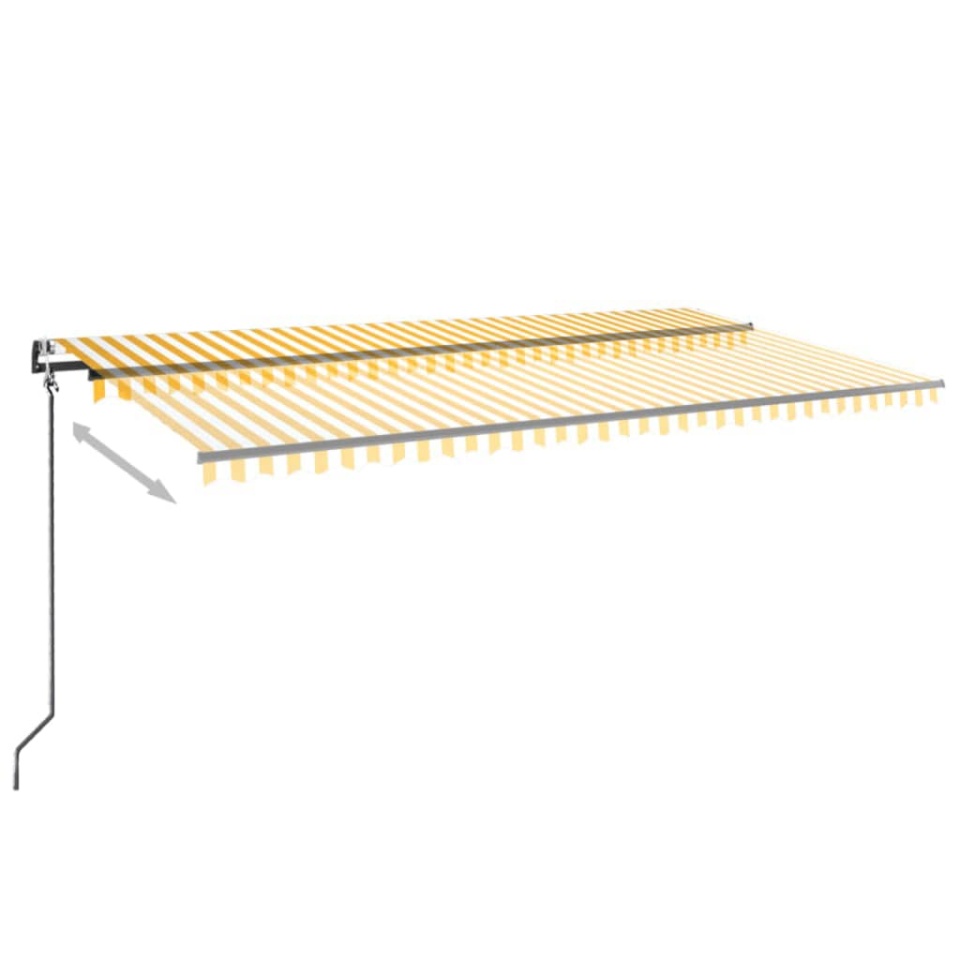 Copertină retractabilă automat, galben și alb, 600x350 cm - 2 | YEO