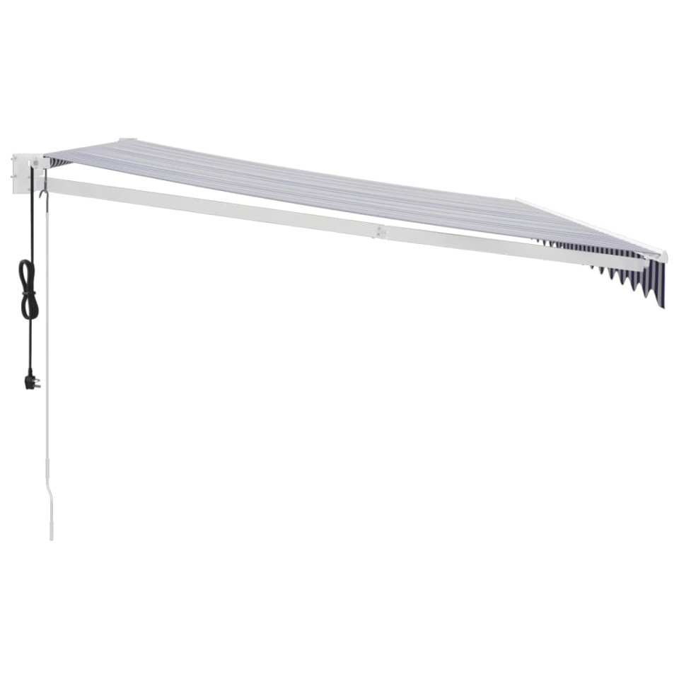 Copertină retractabilă automată, albastru și alb, 4x3 m - 3 | YEO
